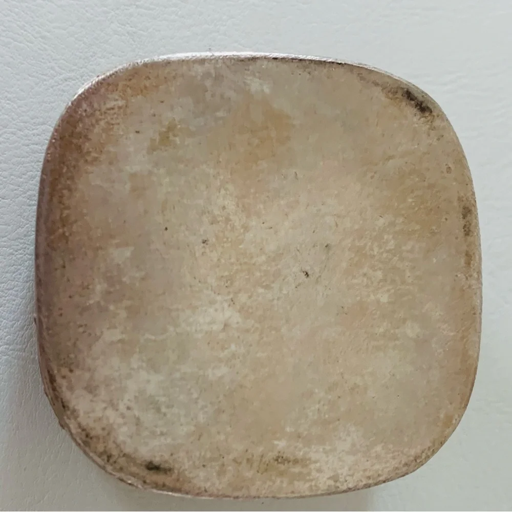Vintage Asian porcelain shard lid metal silver trinket box